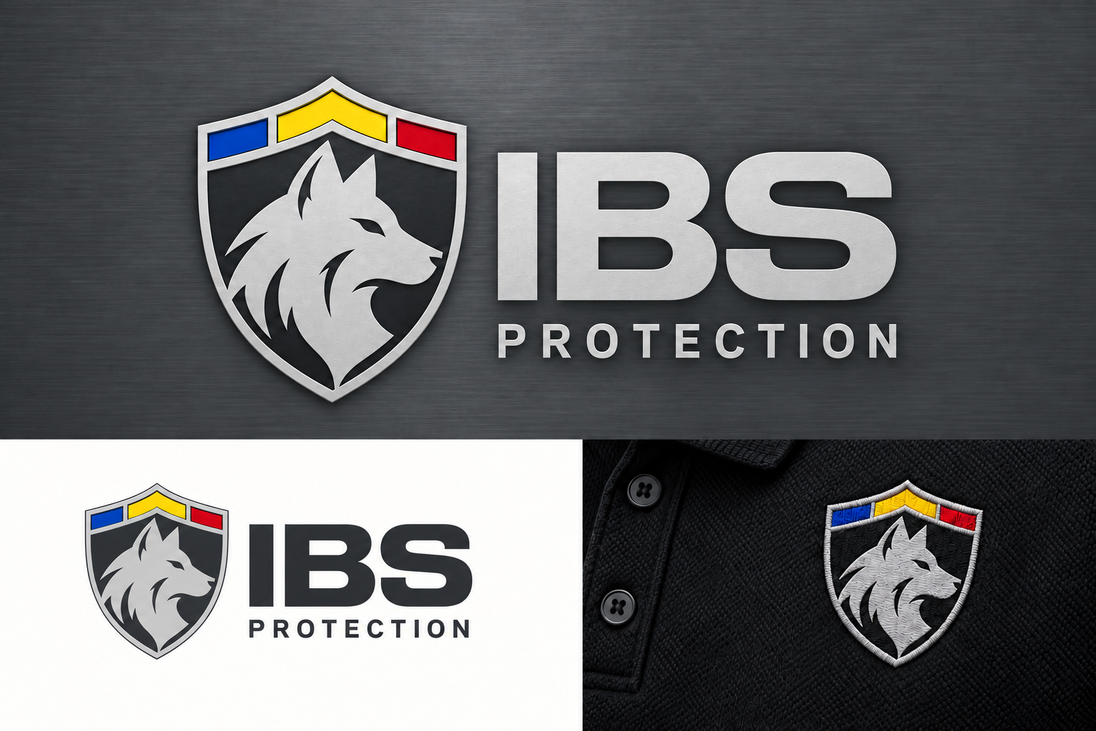 IBS Protection — silver wolf and shield with Romanian tricolour