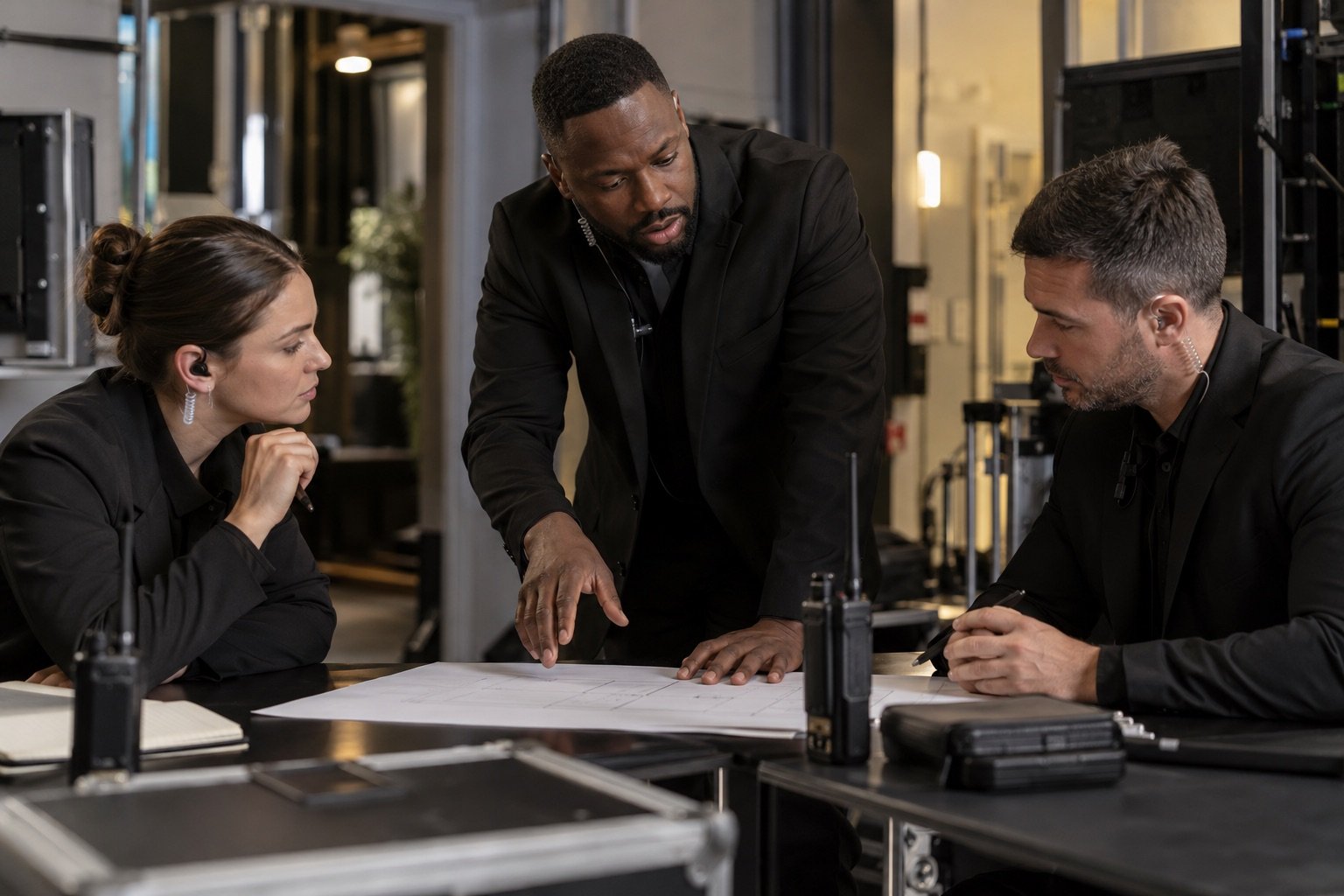 Security team reviewing an assignment brief